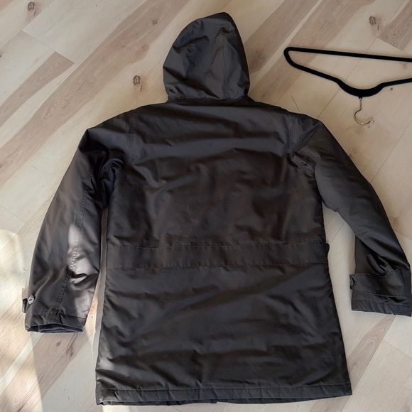 uniqlo mens 3/4 parka coat with hood olive green sz small - Picture 10 of 13